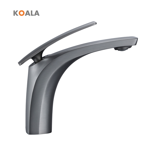 Grifos de lavabo de un solo orificio de lat&oacute;n de moda, color gris pistola, dise&ntilde;o moderno, bajo precio, para ba&ntilde;o