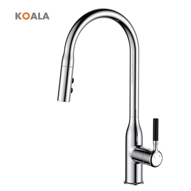 Grifo de cocina moderno de lat&oacute;n de un solo orificio, grifo de lavabo abatible fr&iacute;o y caliente con rociador ajustable chapado en plata