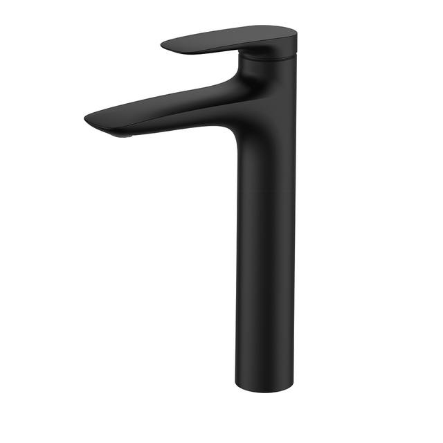 Robinet mitigeur de lavabo en laiton &agrave; poign&eacute;e unique, salle de bains noire de Style haut de gamme, robinet de lavabo allong&eacute; mont&eacute; sur le pont