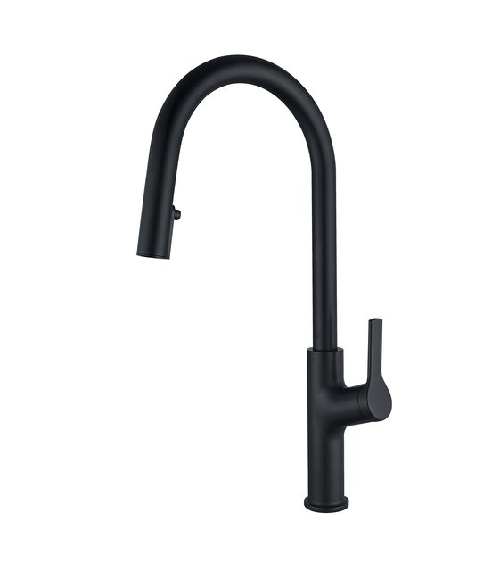 Grifos de cocina abatibles de montaje en cubierta de alta calidad, grifos de fregadero de cocina negros mate con una sola manija, superventas