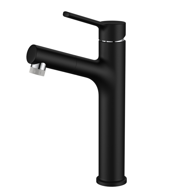 Robinet mitigeur de lavabo extractible avec pulv&eacute;risateur, vente en gros, robinet monotrou pour &eacute;vier de salle de bains, grand robinet d'eau chrom&eacute; avec pulv&eacute;risateur
