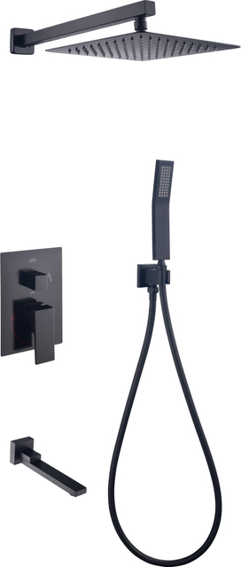 Sistema de grifo de ducha de montaje en pared de ba&ntilde;o cuadrado con equilibrio de presi&oacute;n y acabado cromado de lat&oacute;n de f&aacute;brica OEM