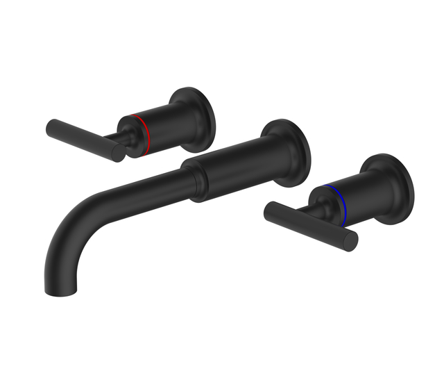 Grifo de ba&ntilde;o generalizado de doble manija de oro cepillado de lujo grifo montado en la pared contempor&aacute;neo