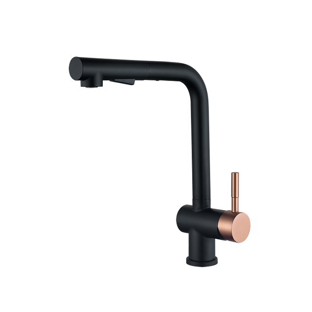 Grifo de agua de gran oferta, grifo de cocina extra&iacute;ble de cobre cromado negro mate moderno para fregaderos de granja