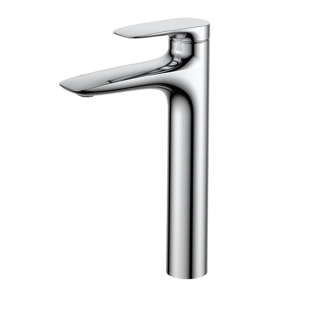 Grifo mezclador de lavabo montado en cubierta, grifo de lavabo alargado de lat&oacute;n con un solo mango, color negro, moderno y alto
